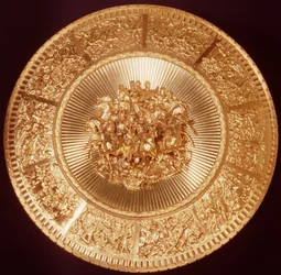 Shield, ordered by Green, War und Green for presentation by the Merchants and Bankers of the City to the Duke of Wellington, designed by Thomas Stothard, made by Benjamin Smith, c.1822